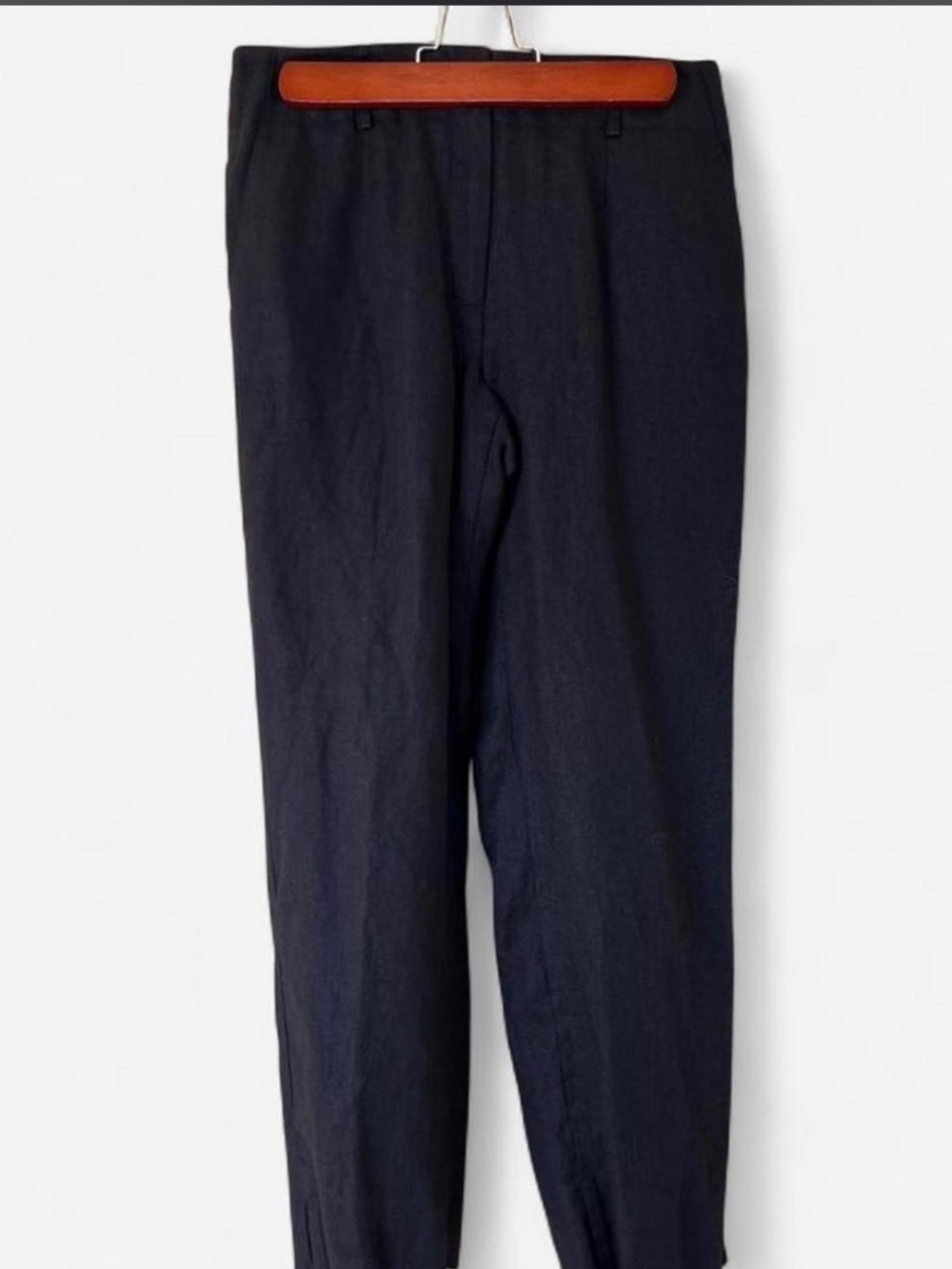 Talbots black linen trousers 6 petite Irish academia office classic flat front